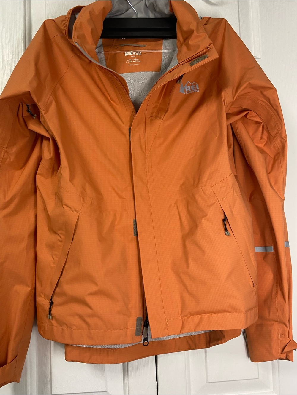 REI Men’s Orange Lightweight Rain Shell Jacket